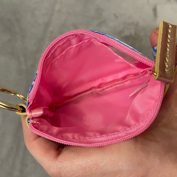 Lilly Pulitzer card and ID key ring holder zipper pouch pink blue 4506 - Picture 7 of 8